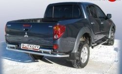 12 799 р. Защита заднего бампера Slitkoff (Ø 57 мм)  Mitsubishi L200 ( 4,  5 KK,KL) (2006-2022)  дорестайлинг, рестайлинг (Нержавеющая сталь)  с доставкой в г. Санкт‑Петербург. Увеличить фотографию 1