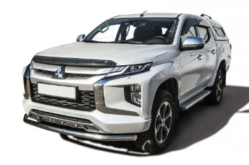 12 699 р. Защита переднего бампера Slitkoff (Ø 57 мм).  Mitsubishi L200  5 KK,KL (2018-2022) рестайлинг (Нержавеющая сталь)  с доставкой в г. Санкт‑Петербург. Увеличить фотографию 1