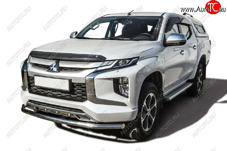 12 699 р. Защита переднего бампера Slitkoff (Ø 57 мм).  Mitsubishi L200  5 KK,KL (2018-2022) рестайлинг (Нержавеющая сталь)  с доставкой в г. Санкт‑Петербург