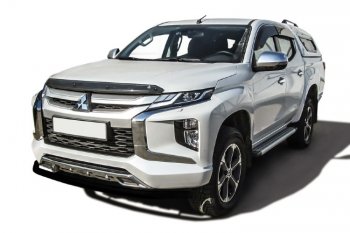 8 999 р. Защита переднего бампера Slitkoff (Ø 57 мм).  Mitsubishi L200  5 KK,KL (2018-2022) рестайлинг (Сталь с полимерным покрытием. Цвет: черный)  с доставкой в г. Санкт‑Петербург. Увеличить фотографию 1