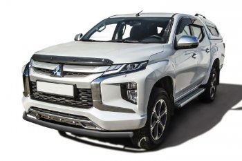 8 999 р. Защита переднего бампера Slitkoff (Ø 57 мм)  Mitsubishi L200  5 KK,KL (2018-2022) рестайлинг (Сталь с полимерным покрытием. Цвет: серебристый)  с доставкой в г. Санкт‑Петербург. Увеличить фотографию 1