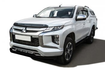 10 399 р. Защита переднего бампера Slitkoff (Ø 76 мм)  Mitsubishi L200  5 KK,KL (2018-2022) (Сталь с полимерным покрытием. Цвет: черный)  с доставкой в г. Санкт‑Петербург. Увеличить фотографию 1