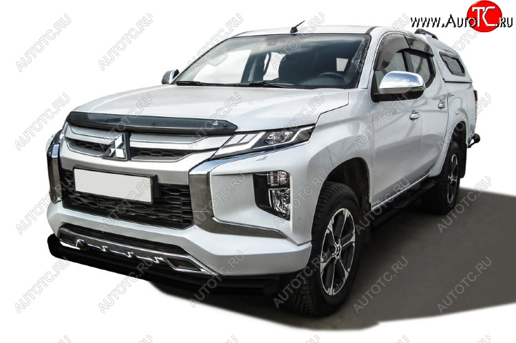 10 399 р. Защита переднего бампера Slitkoff (Ø 76 мм)  Mitsubishi L200  5 KK,KL (2018-2022) (Сталь с полимерным покрытием. Цвет: черный)  с доставкой в г. Санкт‑Петербург