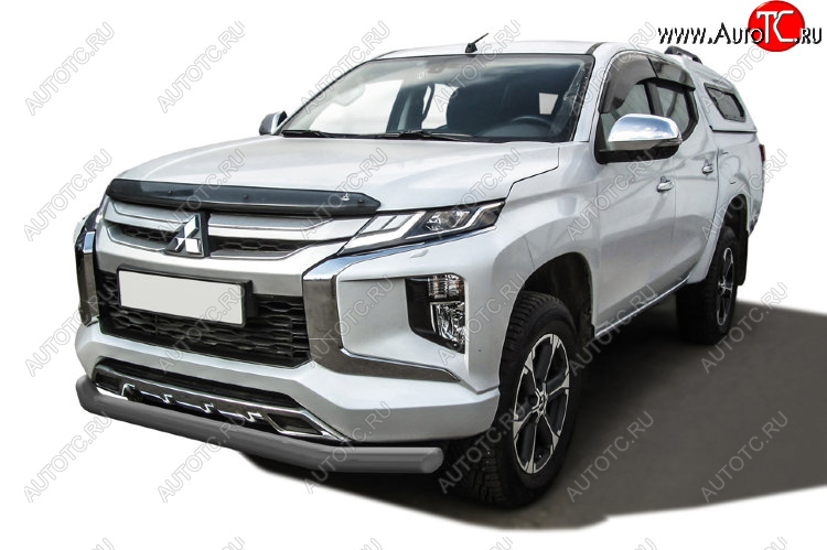 10 399 р. Защита переднего бампера Slitkoff (Ø 76 мм)  Mitsubishi L200  5 KK,KL (2018-2022) рестайлинг (Сталь с полимерным покрытием. Цвет: серебристый)  с доставкой в г. Санкт‑Петербург