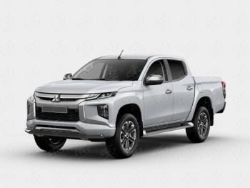 11 899 р. Защита переднего бампера Russtal (Ø63 мм) Mitsubishi L200 5 KK,KL рестайлинг (2018-2022) (порошковая окраска в цвет черный муар)  с доставкой в г. Санкт‑Петербург. Увеличить фотографию 1