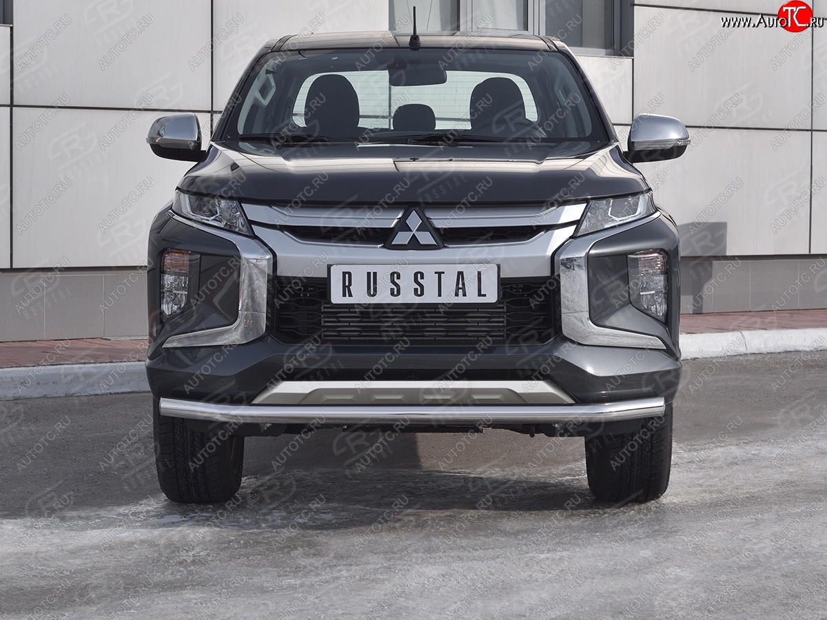 13 549 р. Защита переднего бампера (Ø 63 мм, нержавейка) Russtal Mitsubishi L200 5 KK,KL рестайлинг (2018-2022)  с доставкой в г. Санкт‑Петербург