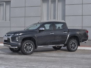 13 549 р. Защита переднего бампера (Ø 63 мм, нержавейка) Russtal Mitsubishi L200 5 KK,KL рестайлинг (2018-2022)  с доставкой в г. Санкт‑Петербург. Увеличить фотографию 3