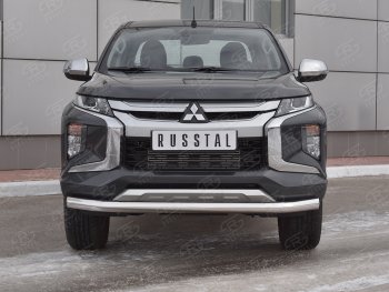 19 999 р. Защита переднего бампера (Ø 76 мм, нержавейка) SLITKOFF  Mitsubishi L200  5 KK,KL (2018-2022) рестайлинг  с доставкой в г. Санкт‑Петербург. Увеличить фотографию 1