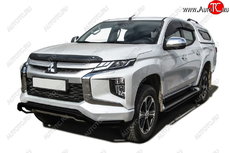 9 499 р. Защита переднего бампера Slitkoff (Ø 57 мм, волна).  Mitsubishi L200  5 KK,KL (2018-2022) (Сталь с полимерным покрытием. Цвет: черный)  с доставкой в г. Санкт‑Петербург