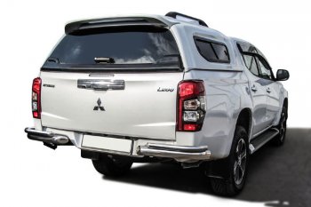 14 849 р. Защита заднего бампера Slitkoff (Ø 76+Ø 42, без бампера)  Mitsubishi L200  5 KK,KL (2018-2022) рестайлинг (Нержавеющая сталь)  с доставкой в г. Санкт‑Петербург. Увеличить фотографию 1