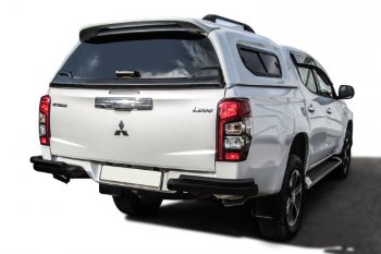 10 399 р. Защита заднего бампера Slitkoff (Ø 76+Ø 42, без бампера) Mitsubishi L200 5 KK,KL рестайлинг (2018-2022) (Сталь с полимерным покрытием. Цвет: черный)  с доставкой в г. Санкт‑Петербург. Увеличить фотографию 1