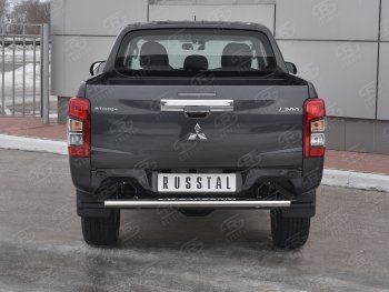 Защита заднего бампера (Ø120x60 мм с проступью, нержавейка) Russtal Mitsubishi L200 5 KK,KL рестайлинг (2018-2022)