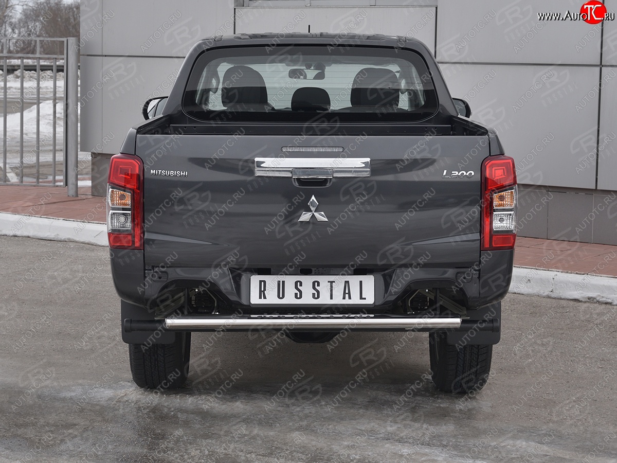 30 699 р. Защита заднего бампера (Ø120x60 мм с проступью, нержавейка) SLITKOFF  Mitsubishi L200  5 KK,KL (2018-2022) рестайлинг  с доставкой в г. Санкт‑Петербург