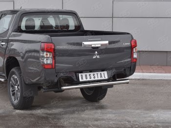 30 699 р. Защита заднего бампера (Ø120x60 мм с проступью, нержавейка) SLITKOFF  Mitsubishi L200  5 KK,KL (2018-2022) рестайлинг  с доставкой в г. Санкт‑Петербург. Увеличить фотографию 2