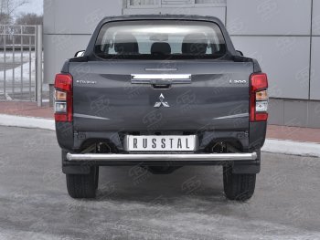 19 999 р. Защита заднего бампера (Ø63 мм, нержавейка) RUSSTAL  Mitsubishi L200  5 KK,KL (2018-2022) рестайлинг  с доставкой в г. Санкт‑Петербург. Увеличить фотографию 1