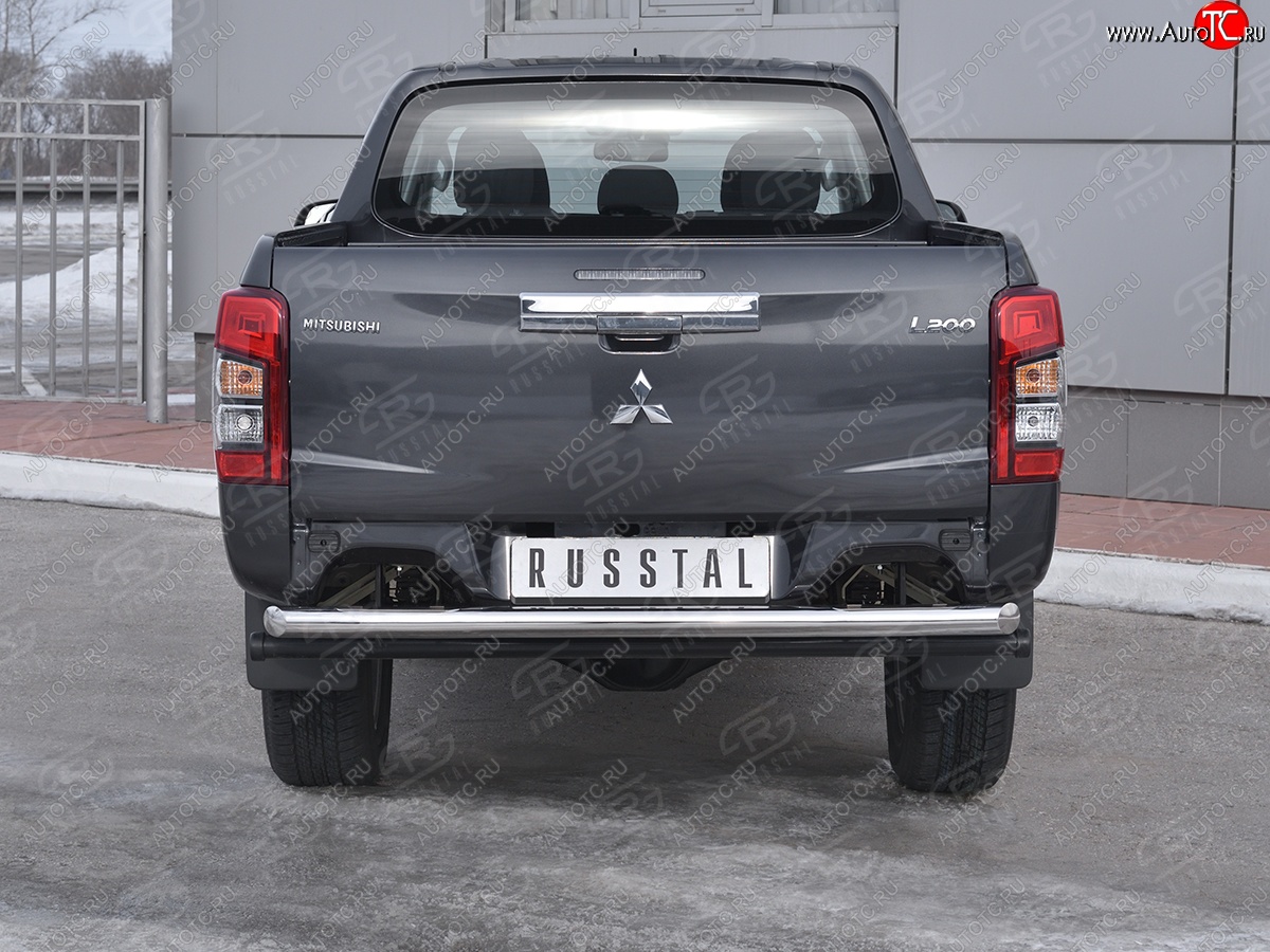 21 999 р. Защита заднего бампера (Ø63 мм, нержавейка) RUSSTAL Mitsubishi L200 5 KK,KL рестайлинг (2018-2022)  с доставкой в г. Санкт‑Петербург