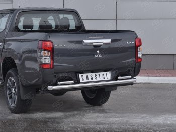 24 549 р. Защита заднего бампера (2 трубы Ø63 и 42 мм , нержавейка) RUSSTAL  Mitsubishi L200  5 KK,KL (2018-2022) рестайлинг  с доставкой в г. Санкт‑Петербург. Увеличить фотографию 2