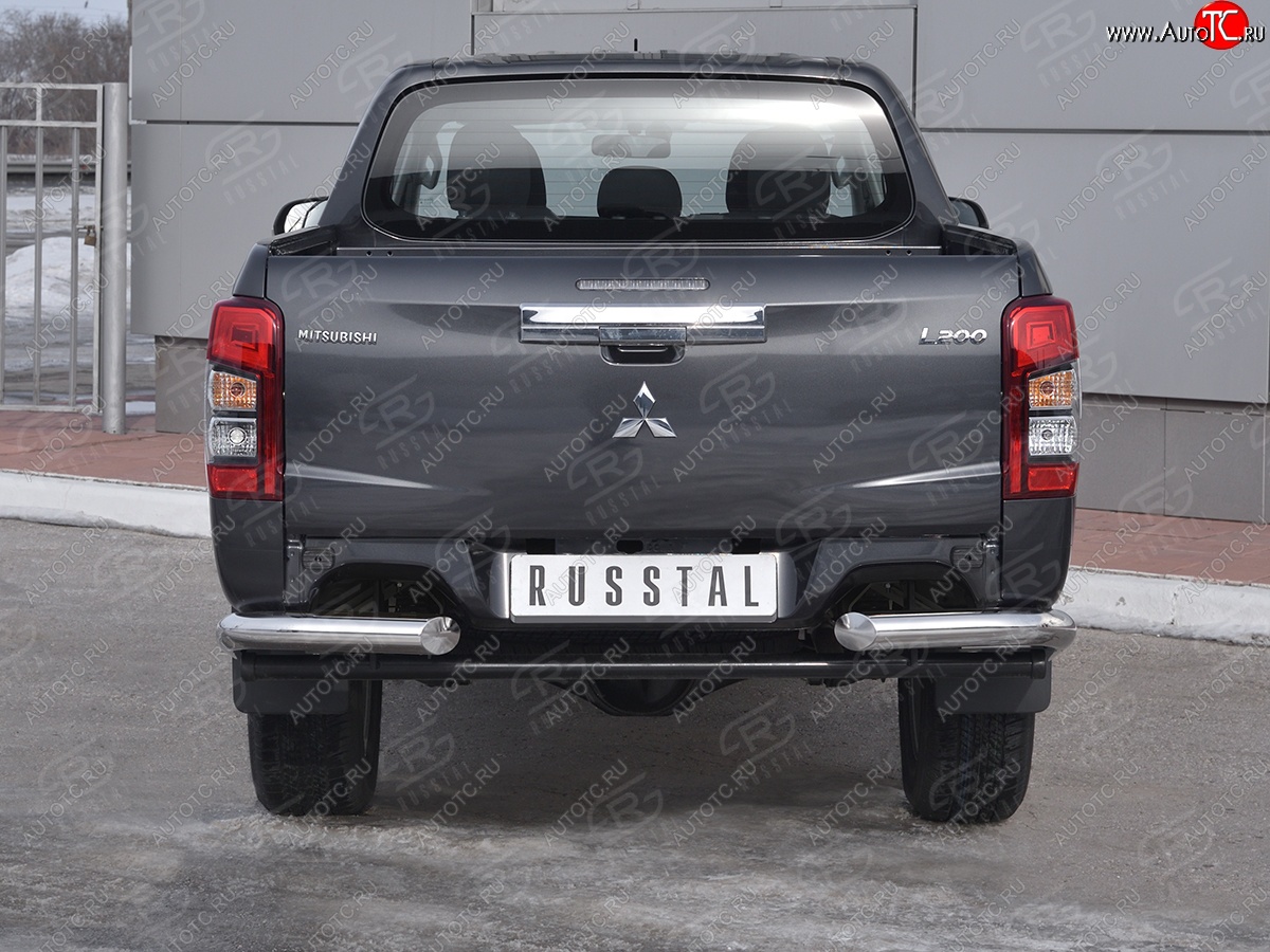 16 599 р. Защита заднего бампера (Ø76 мм уголки, нержавейка) SLITKOFF Mitsubishi L200 5 KK,KL рестайлинг (2018-2022)  с доставкой в г. Санкт‑Петербург