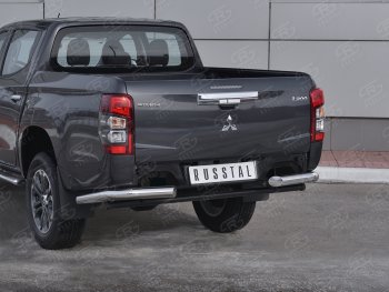 16 599 р. Защита заднего бампера (Ø76 мм уголки, нержавейка) SLITKOFF Mitsubishi L200 5 KK,KL рестайлинг (2018-2022)  с доставкой в г. Санкт‑Петербург. Увеличить фотографию 3