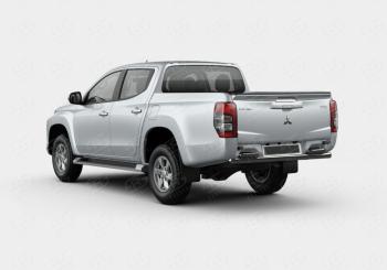 Защита заднего бампера SLITKOFF (2 трубы Ø63 и 42 мм, окрашенные) Mitsubishi L200 5 KK,KL рестайлинг (2018-2022)  (цвет черный муар)