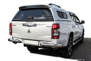 12 399 р. Защита заднего бампера Slitkoff (Ø 76 мм, без бампера)  Mitsubishi L200  5 KK,KL (2018-2022) рестайлинг (Нержавеющая сталь)  с доставкой в г. Санкт‑Петербург. Увеличить фотографию 1