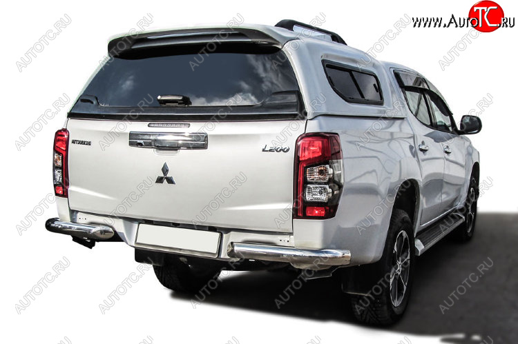 12 399 р. Защита заднего бампера Slitkoff (Ø 76 мм, без бампера)  Mitsubishi L200  5 KK,KL (2018-2022) рестайлинг (Нержавеющая сталь)  с доставкой в г. Санкт‑Петербург