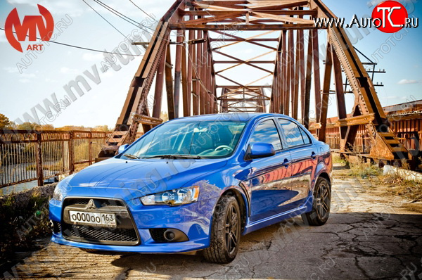 6 599 р. Накладки порогов EVO  Mitsubishi Lancer  10 (2007-2017) седан дорестайлинг, седан рестайлинг, хэтчбек 5 дв рестайлинг (Неокрашенные)  с доставкой в г. Санкт‑Петербург