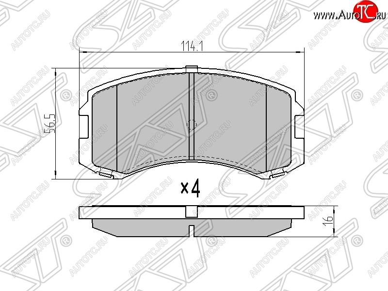 1 289 р. Колодки тормозные SAT (передние) Mitsubishi Lancer Cedia 9 CS универсал (2000-2003)  с доставкой в г. Санкт‑Петербург