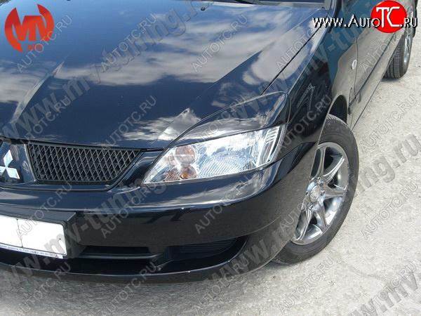 1 149 р. Реснички на фары var №2 (широкие)  Mitsubishi Lancer  9 (2003-2009) 1-ый рестайлинг седан, 1-ый рестайлинг универсал, 2-ой рестайлинг седан, 2-ой рестайлинг универсал (Неокрашенные)  с доставкой в г. Санкт‑Петербург