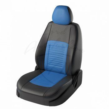 Чехлы для сидений Lord Autofashion Турин (экокожа) Mitsubishi (Митсубиси) Lancer (Лансер)  9 (2003-2009) 9 1-ый рестайлинг седан, 2-ой рестайлинг седан  (Чёрный, вставка синяя)