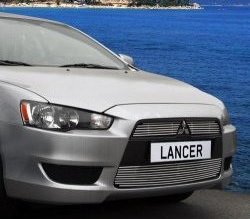 Декоративные вставки решетки радиатора Novline Mitsubishi Lancer 10 седан рестайлинг (2011-2017)