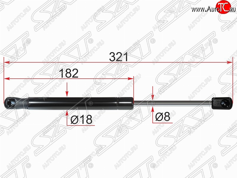 569 р. Газовый упор крышки багажника SAT  Mitsubishi Lancer  10 (2007-2017) седан дорестайлинг, хэтчбэк дорестайлинг, седан рестайлинг, хэтчбек 5 дв рестайлинг  с доставкой в г. Санкт‑Петербург