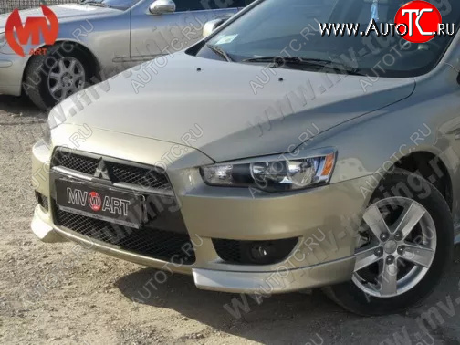 4 199 р. Клыки переднего бампера (комплектация 2.0 INTENSE) MV-Tuning  Mitsubishi Lancer  10 (2007-2010) седан дорестайлинг, хэтчбэк дорестайлинг (Неокрашенные)  с доставкой в г. Санкт‑Петербург