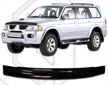 1 799 р. Дефлектор капота CA-Plastic  Mitsubishi Montero Sport  PA (1996-2008) (Classic черный, Без надписи)  с доставкой в г. Санкт‑Петербург. Увеличить фотографию 1