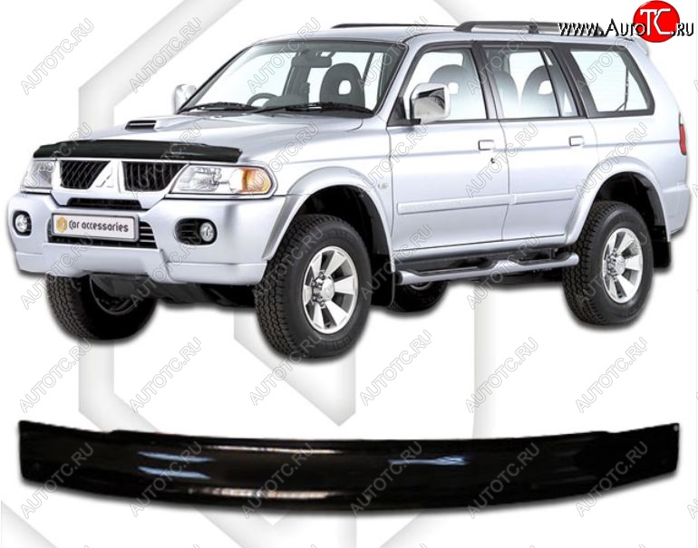 1 799 р. Дефлектор капота CA-Plastic  Mitsubishi Montero Sport  PA (1996-2008) (Classic черный, Без надписи)  с доставкой в г. Санкт‑Петербург