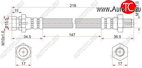 1 439 р. Тормозной шланг SAT (задний, LH=RH, пр-во Таиланд) Mitsubishi Pajero 4 V90 дорестайлинг (2006-2011)  с доставкой в г. Санкт‑Петербург