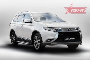 9 404 р. Защита переднего бампера Souz-96 (d42) Mitsubishi Outlander GF 2-ой рестайлинг (2015-2018)  с доставкой в г. Санкт‑Петербург. Увеличить фотографию 1