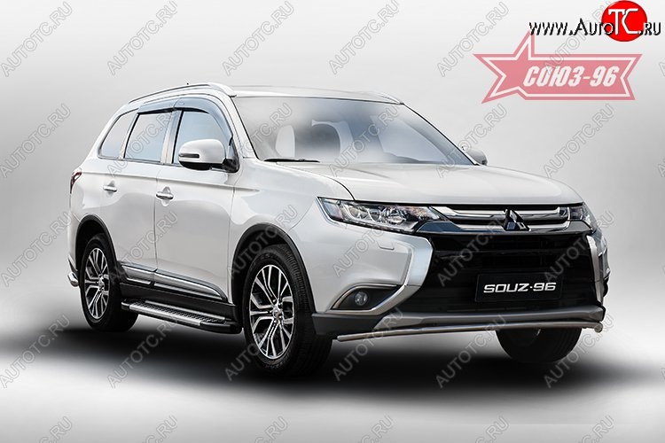 9 404 р. Защита переднего бампера Souz-96 (d42)  Mitsubishi Outlander  GF (2015-2018) 2-ой рестайлинг  с доставкой в г. Санкт‑Петербург