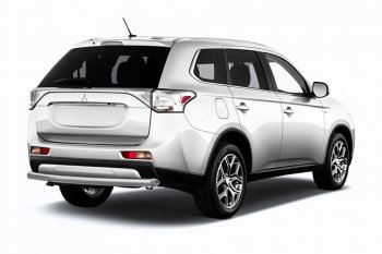 7 849 р. Защита заднего бампера Slitkoff (короткая, d57)  Mitsubishi Outlander  GF (2015-2018) 2-ой рестайлинг (Нержавейка, Полированная)  с доставкой в г. Санкт‑Петербург. Увеличить фотографию 1