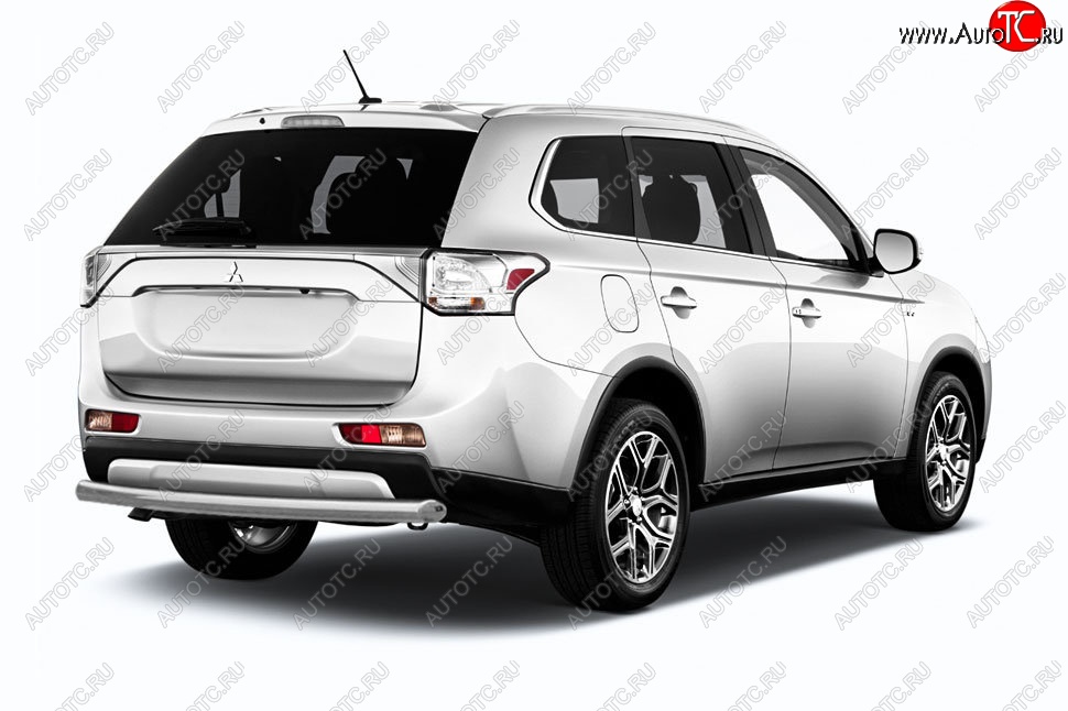 7 849 р. Защита заднего бампера Slitkoff (короткая, d57)  Mitsubishi Outlander  GF (2015-2018) 2-ой рестайлинг (Нержавейка, Полированная)  с доставкой в г. Санкт‑Петербург