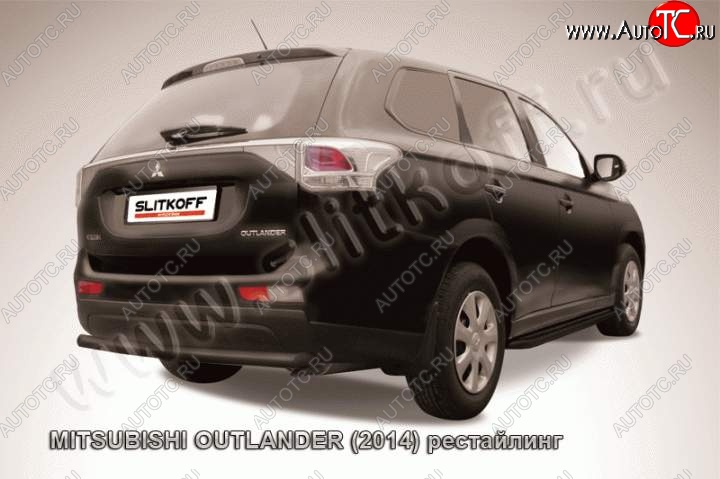 5 499 р. Защита задняя Slitkoff (57 мм)  Mitsubishi Outlander  GF (2014-2016) 1-ый рестайлинг (Цвет: серебристый)  с доставкой в г. Санкт‑Петербург