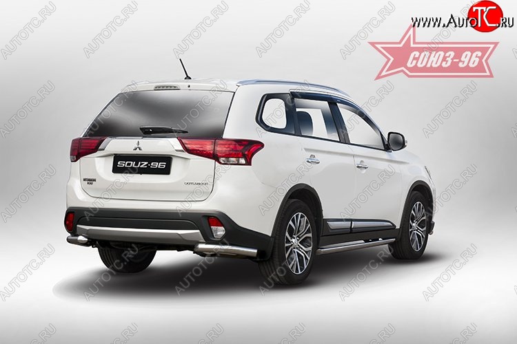 8 504 р. Защита заднего бампера из боковых полированых уголков (d60) Souz-96 Mitsubishi Outlander GF 2-ой рестайлинг (2015-2018)  с доставкой в г. Санкт‑Петербург