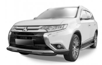 7 349 р. Защита переднего бампера Slitkoff (Ø 57 мм). Mitsubishi Outlander GF 2-ой рестайлинг (2015-2018) (Сталь с полимерным покрытием. Цвет: черный)  с доставкой в г. Санкт‑Петербург. Увеличить фотографию 1