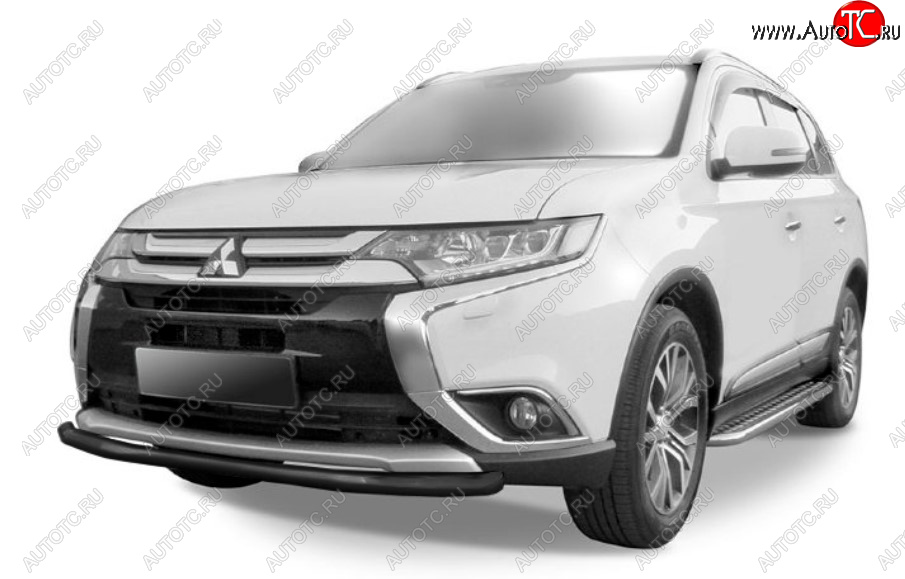 7 349 р. Защита переднего бампера Slitkoff (Ø 57 мм).  Mitsubishi Outlander  GF (2015-2018) (Сталь с полимерным покрытием. Цвет: черный)  с доставкой в г. Санкт‑Петербург