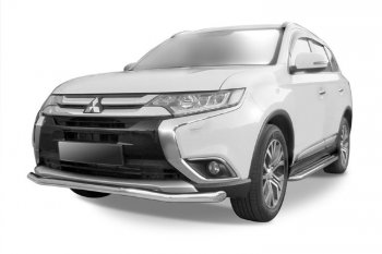 Защита переднего бампера Slitkoff (Ø 57 мм, волна) Mitsubishi Outlander GF 2-ой рестайлинг (2015-2018)