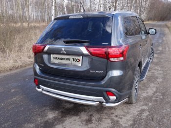 Защита заднего бампера (короткая) ТСС (нержавейка d 60,3 мм) Mitsubishi Outlander GF 2-ой рестайлинг (2015-2018)