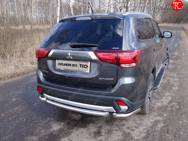 16 549 р. Защита заднего бампера (короткая) ТСС (нержавейка d 60,3 мм) Mitsubishi Outlander GF 2-ой рестайлинг (2015-2018)  с доставкой в г. Санкт‑Петербург