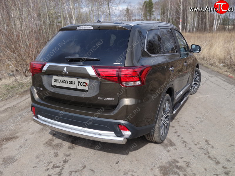 19 299 р. Защита заднего бампера (овальная) ТСС (нержавейка d75х42 мм) Mitsubishi Outlander GF 2-ой рестайлинг (2015-2018)  с доставкой в г. Санкт‑Петербург