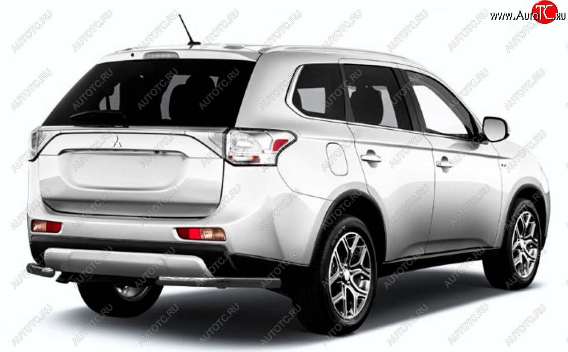 5 499 р. Защита заднего бампера Slitkoff (Ø 57 мм)  Mitsubishi Outlander  GF (2015-2018) 2-ой рестайлинг (Сталь с полимерным покрытием. Цвет: черный)  с доставкой в г. Санкт‑Петербург