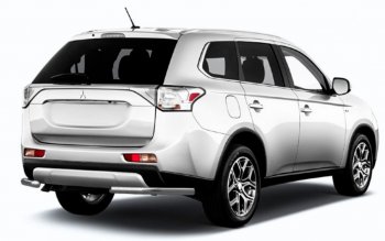 5 499 р. Защита заднего бампера Slitkoff (Ø 57 мм)  Mitsubishi Outlander  GF (2015-2018) 2-ой рестайлинг (Сталь с полимерным покрытием. Цвет: серебристый)  с доставкой в г. Санкт‑Петербург. Увеличить фотографию 1